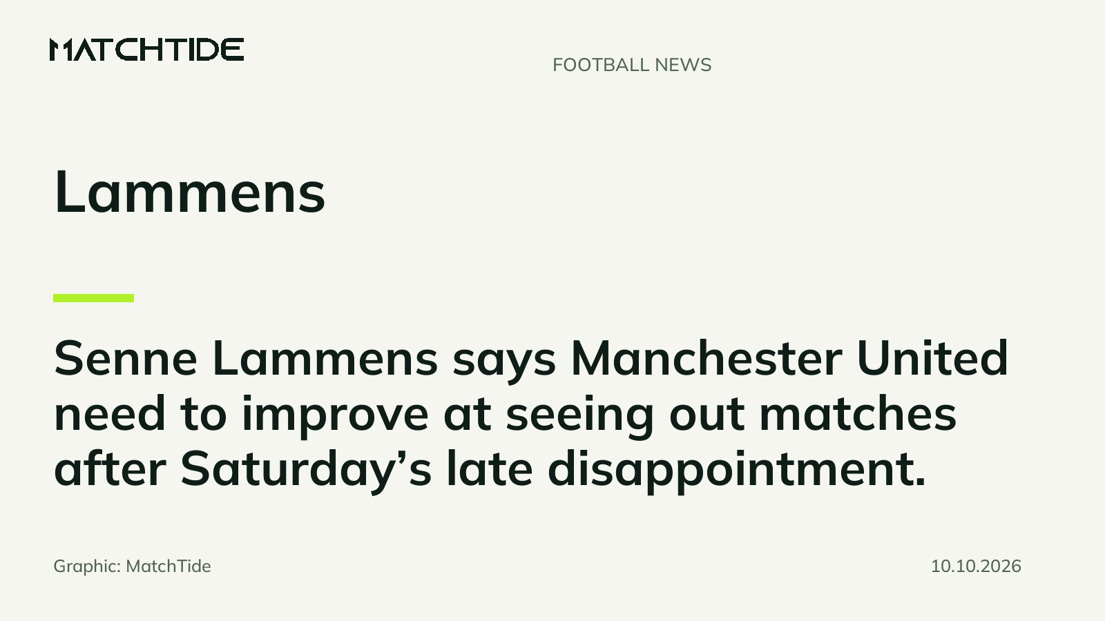 Lammens says Manchester United must learn from late setback