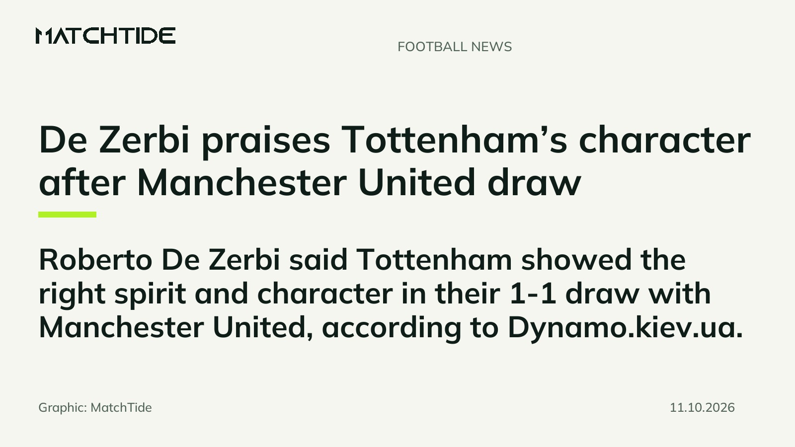 De Zerbi praises Tottenham’s character after Manchester United draw