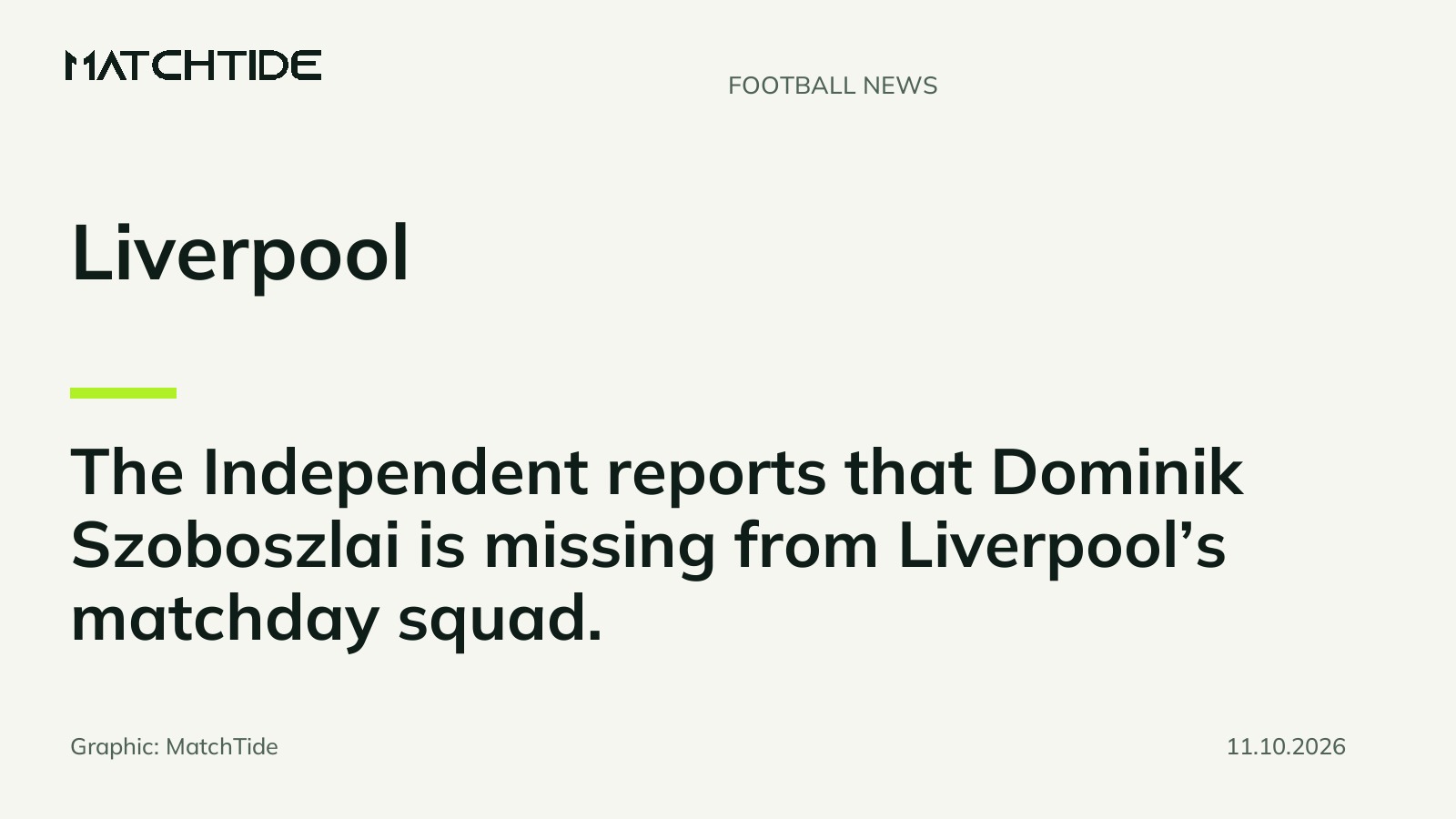 Szoboszlai absent from Liverpool matchday squad