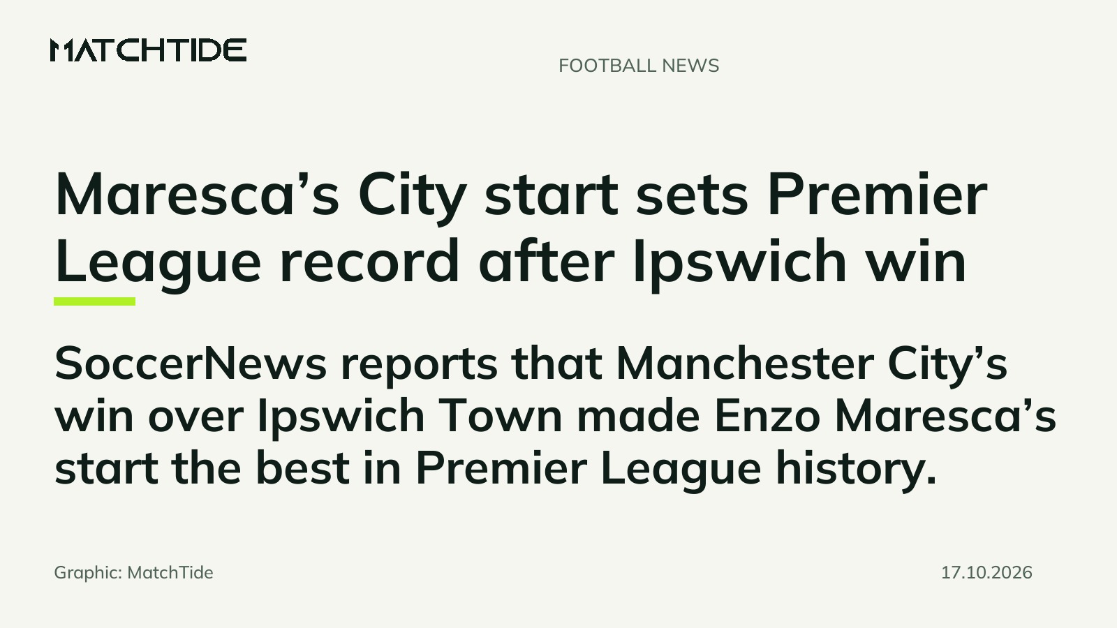 Maresca’s City start sets Premier League record after Ipswich win