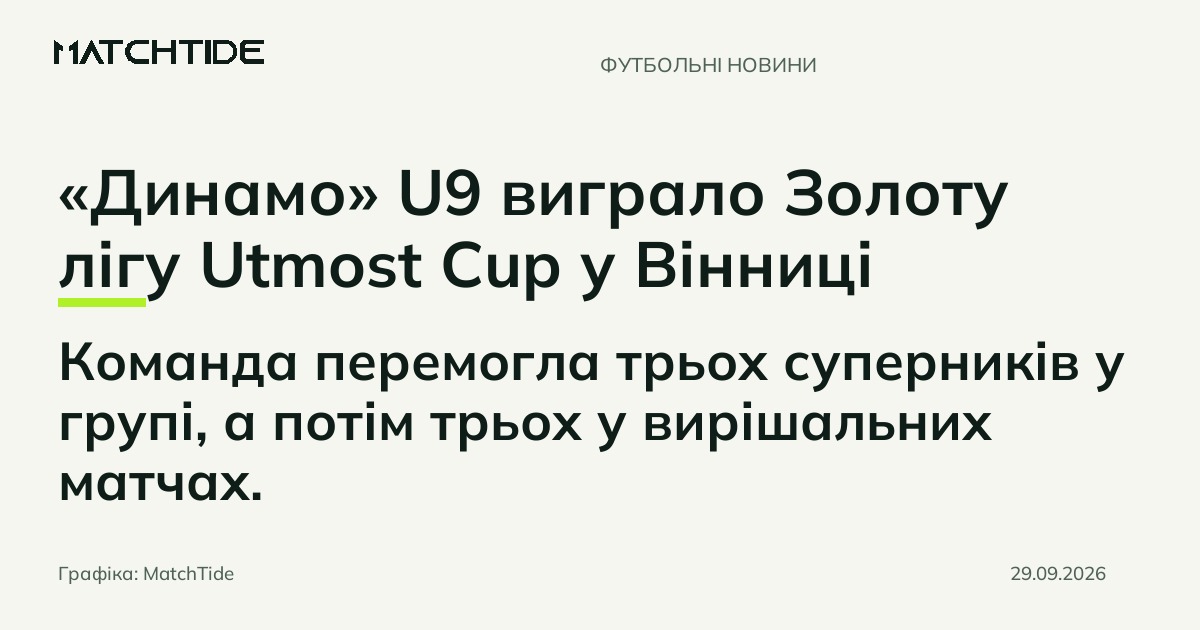 «Динамо» U9 виграло Золоту лігу Utmost Cup у Вінниці