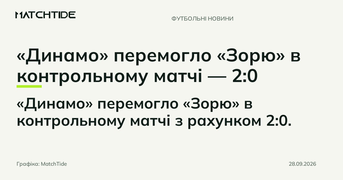 «Динамо» перемогло «Зорю» в контрольному матчі — 2:0