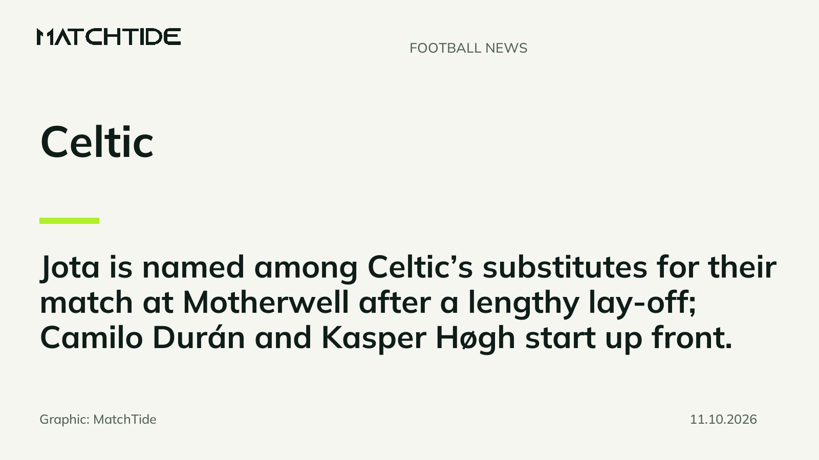 Jota returns to Celtic bench for Motherwell trip