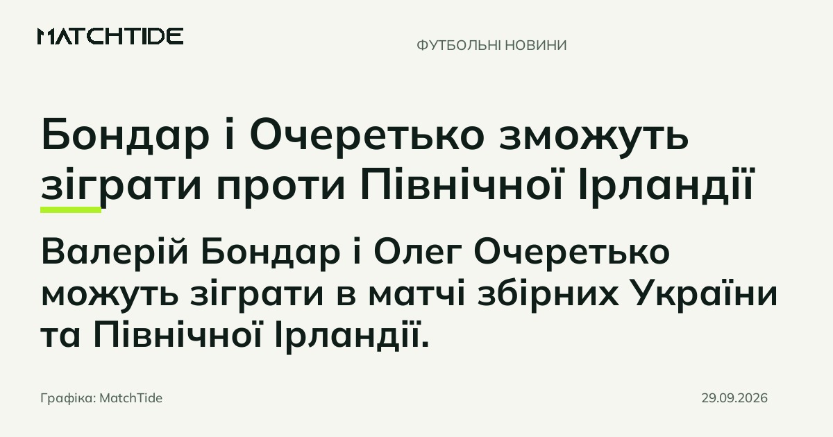 Бондар і Очеретько зможуть зіграти проти Північної Ірландії