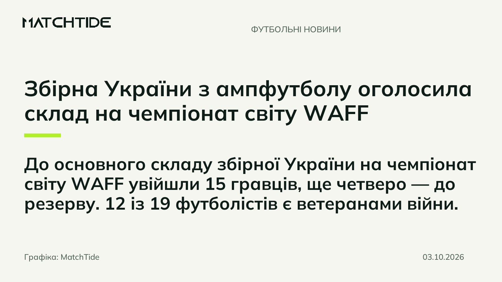 Збірна України з ампфутболу оголосила склад на чемпіонат світу WAFF
