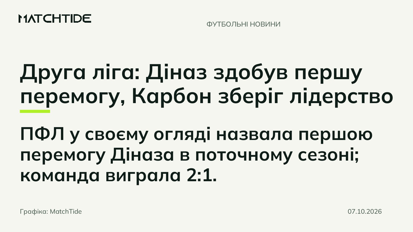 Друга ліга: Діназ здобув першу перемогу, Карбон зберіг лідерство