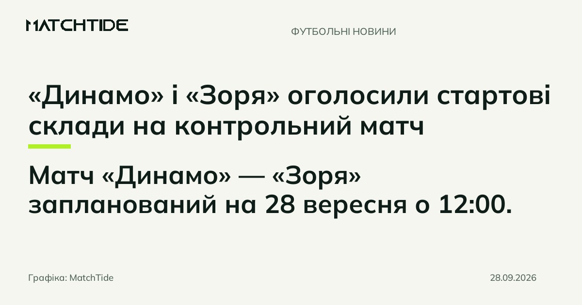 «Динамо» і «Зоря» оголосили стартові склади на контрольний матч