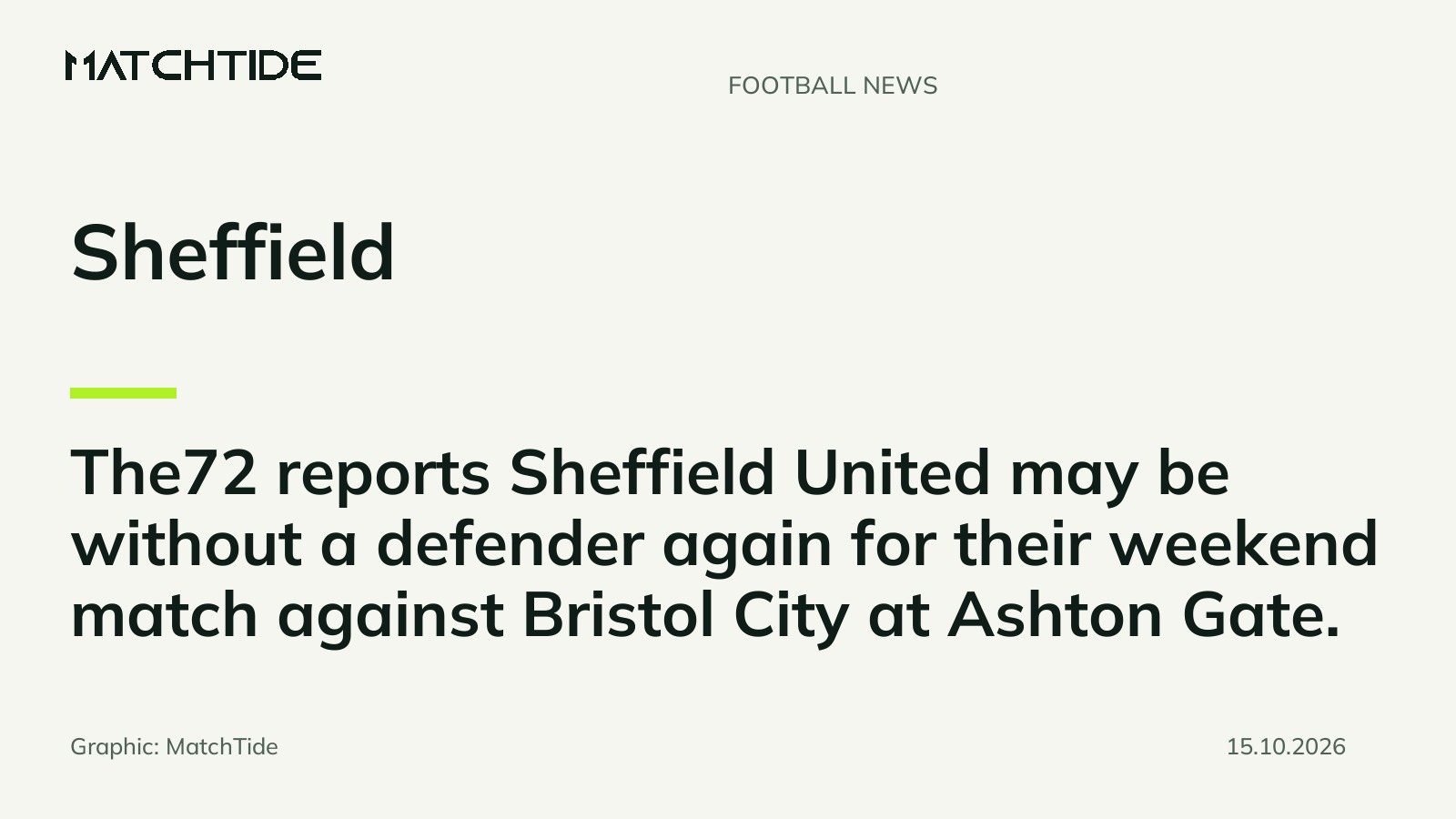 Sheffield United may be without defender for Bristol City trip