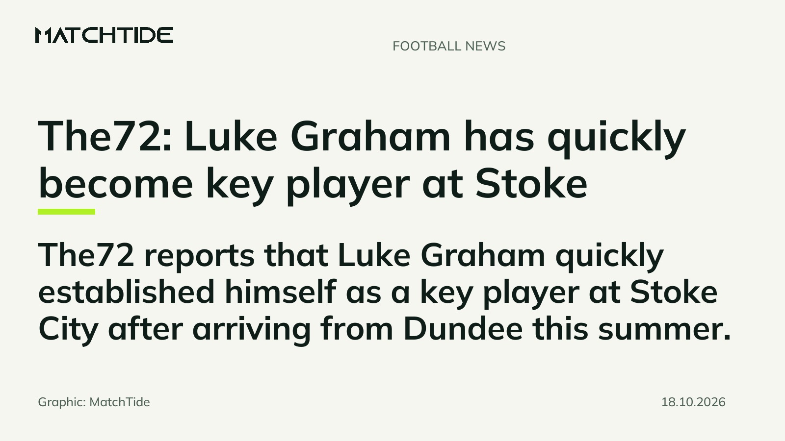 The72: Luke Graham has quickly become key player at Stoke