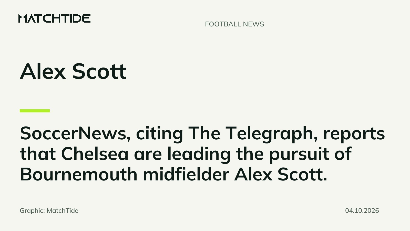 Chelsea reportedly lead chase for Bournemouth’s Alex Scott