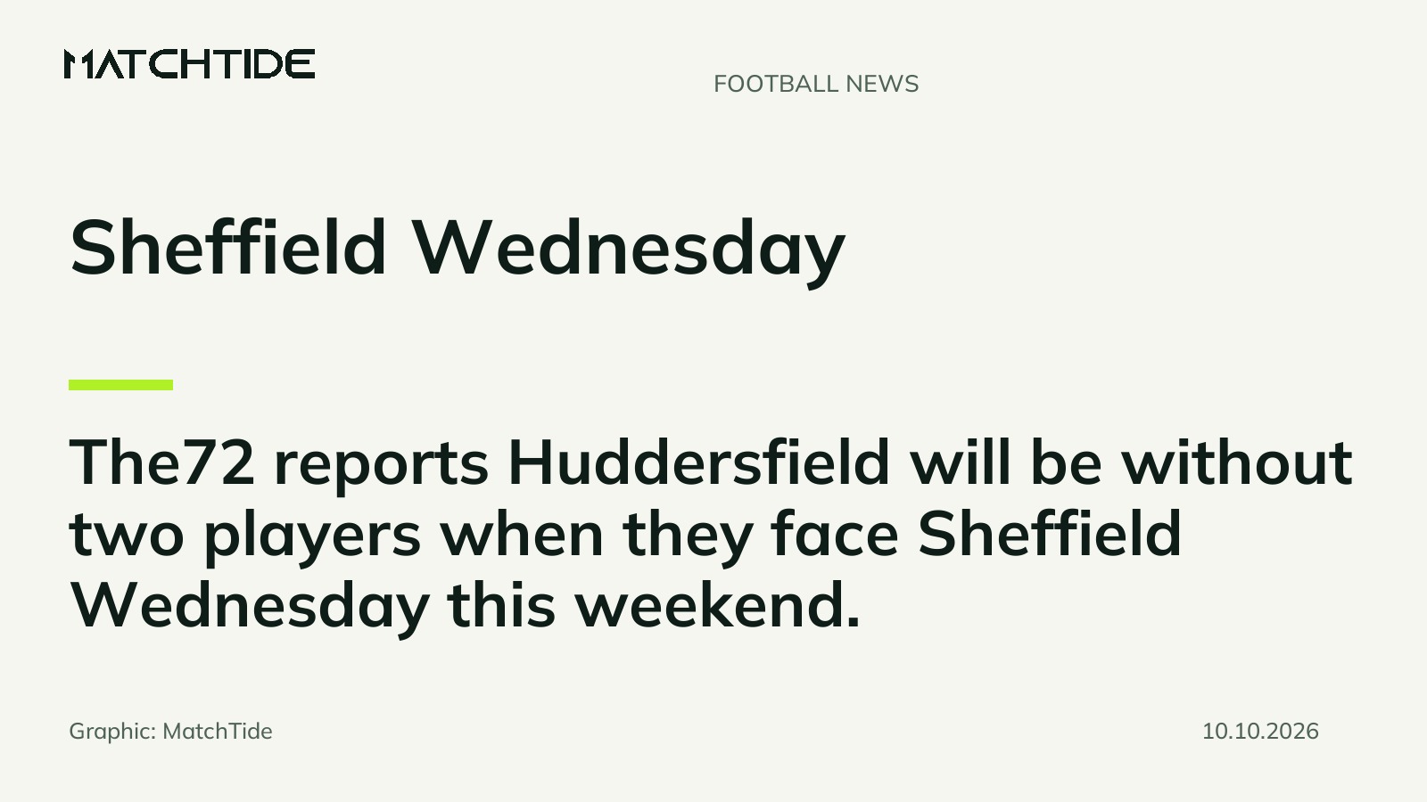 Huddersfield to be without two players against Sheffield Wednesday