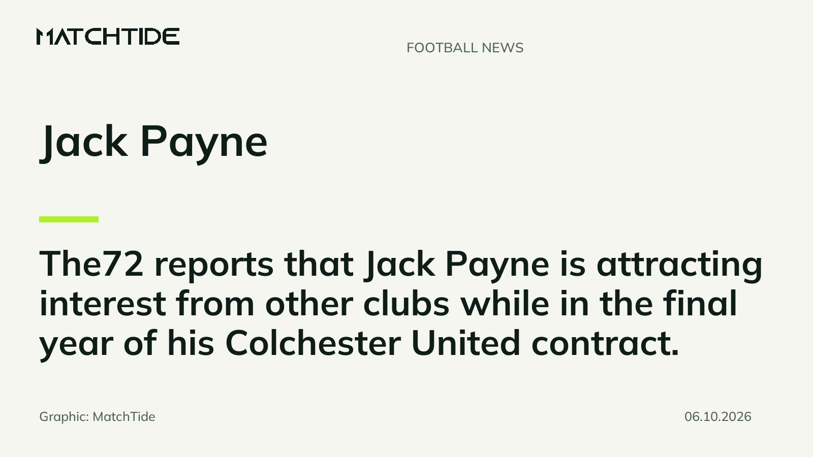 Jack Payne attracts transfer interest as Colchester contract enters final year