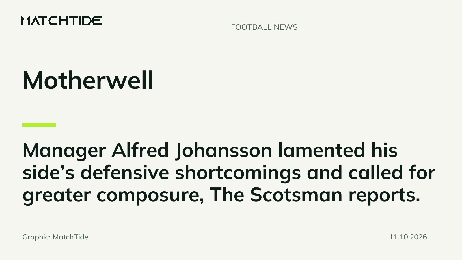 Johansson points to Motherwell defensive shortcomings as winless run continues