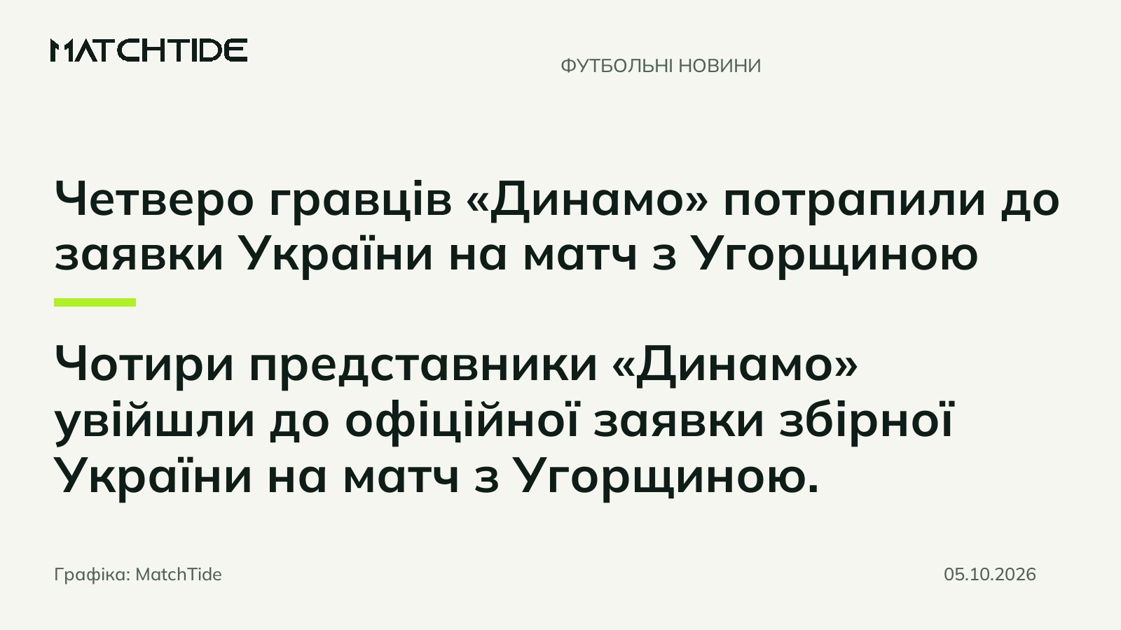 Четверо гравців «Динамо» потрапили до заявки України на матч з Угорщиною