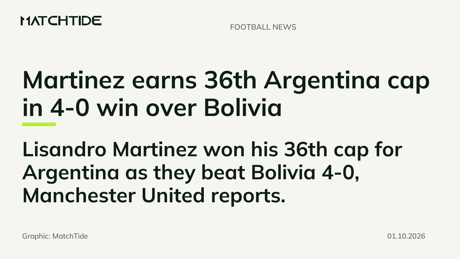 Martinez earns 36th Argentina cap in 4-0 win over Bolivia