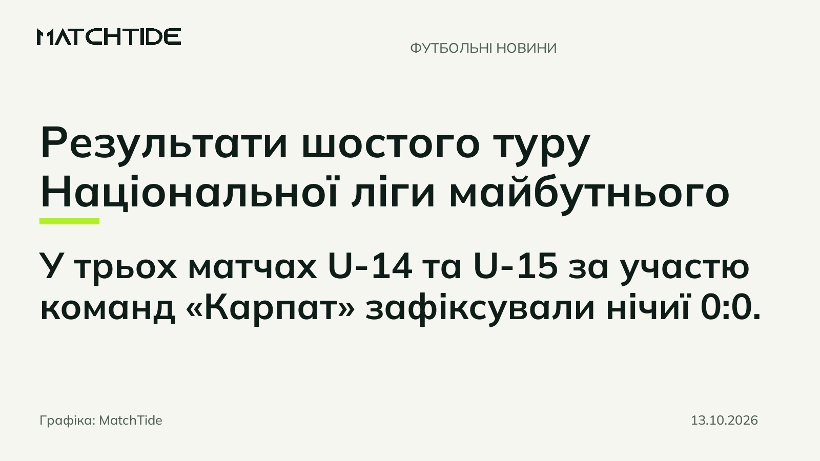 Результати шостого туру Національної ліги майбутнього