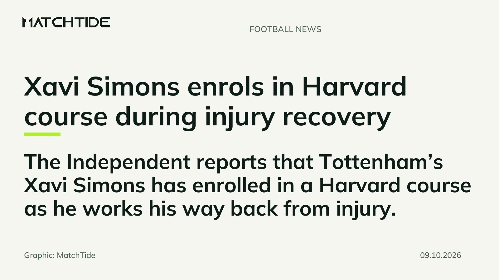 Xavi Simons enrols in Harvard course during injury recovery