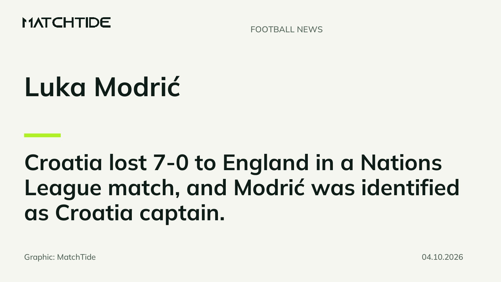 Modrić says he felt ashamed after Croatia’s 7-0 defeat by England