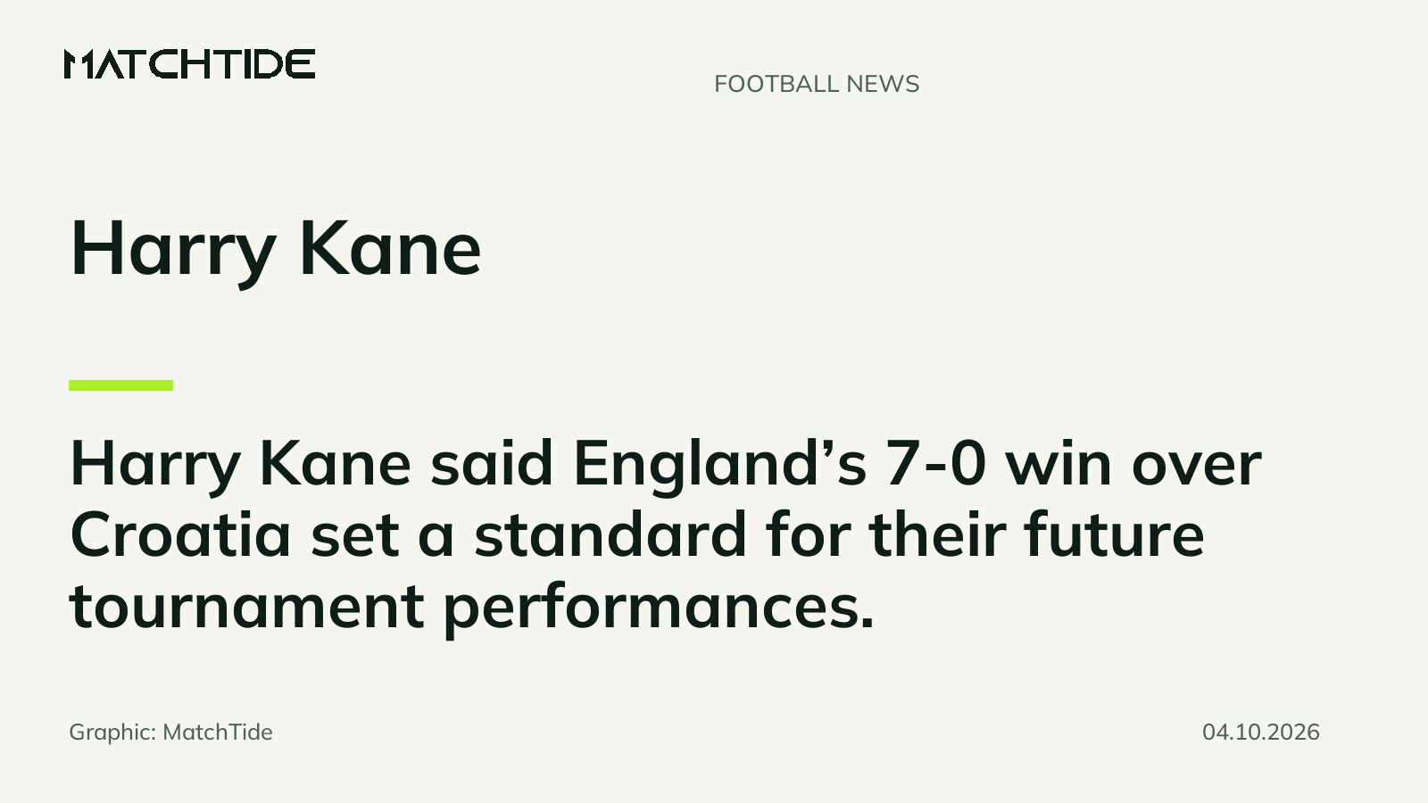 Kane says England set a standard with 7-0 Croatia win