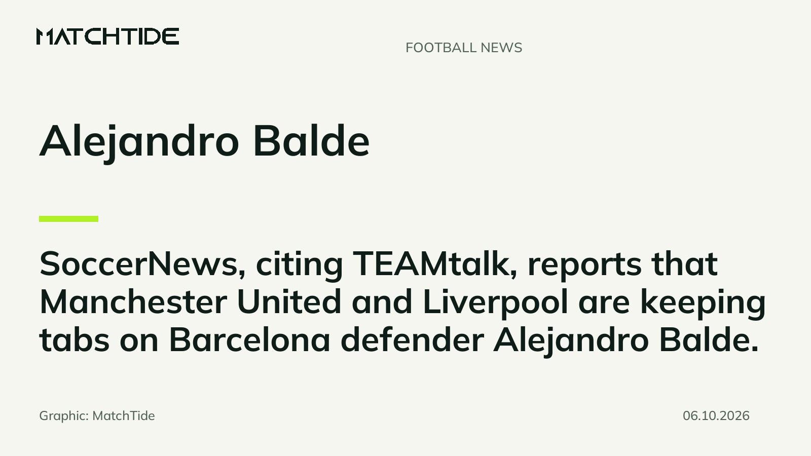 Man Utd and Liverpool reportedly monitoring Alejandro Balde