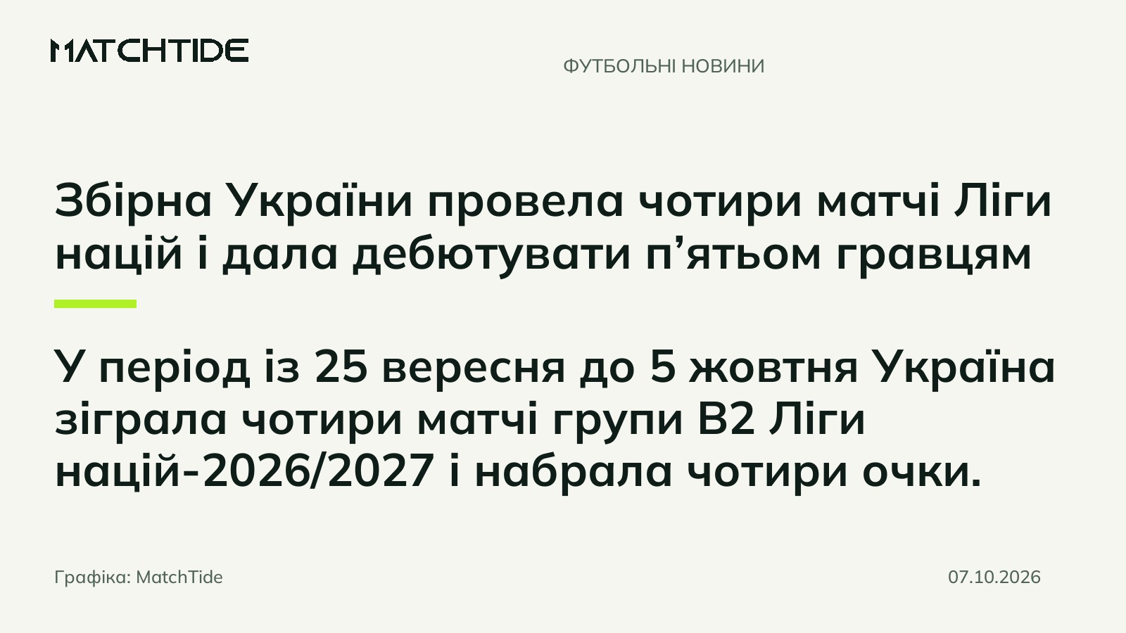 Збірна України провела чотири матчі Ліги націй і дала дебютувати п’ятьом гравцям
