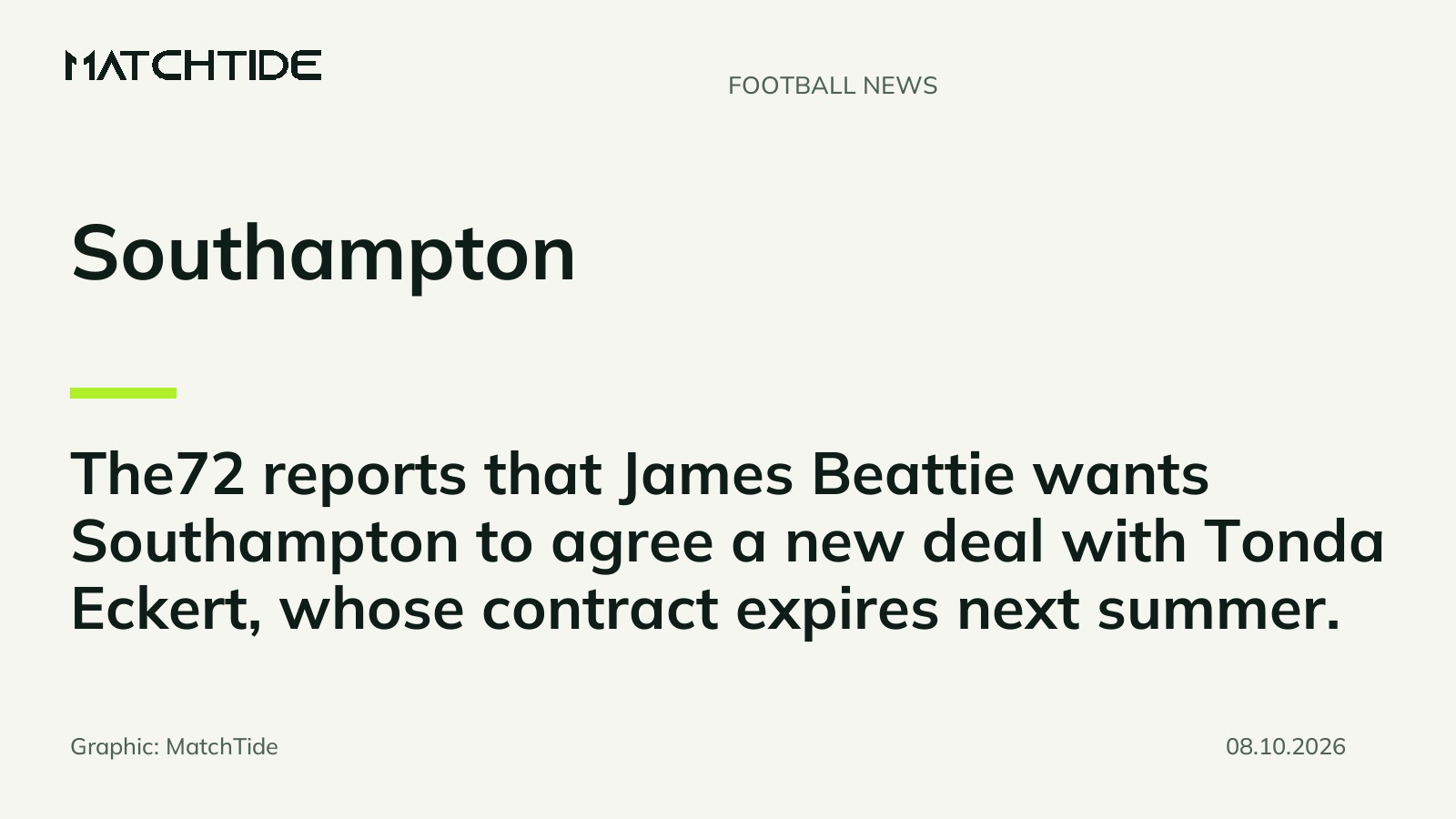 James Beattie urges Southampton to agree new deal with Tonda Eckert