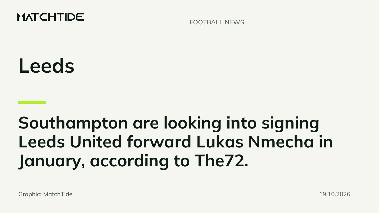 Southampton explore January move for Leeds striker Lukas Nmecha, The72 reports
