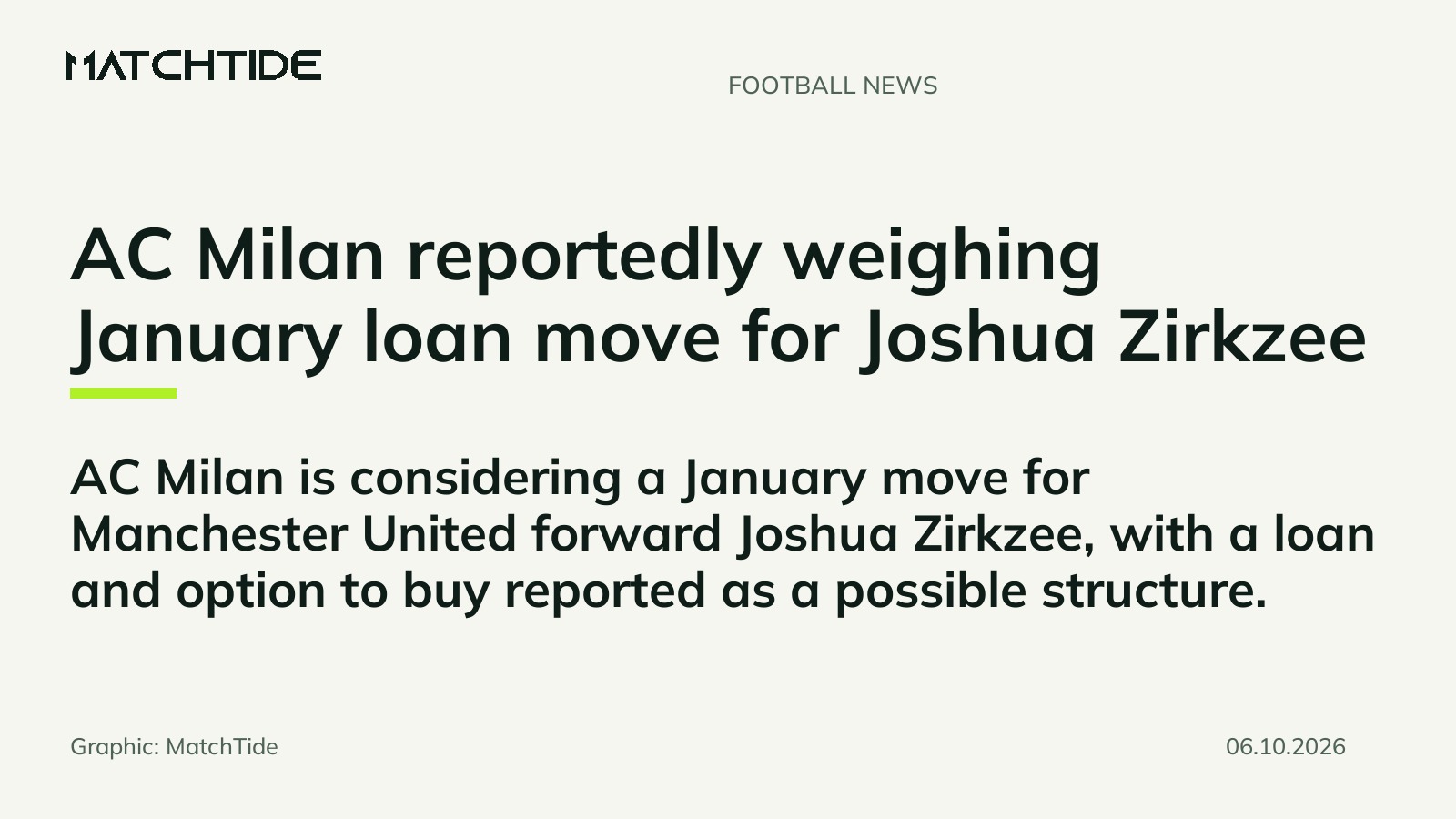 AC Milan reportedly weighing January loan move for Joshua Zirkzee