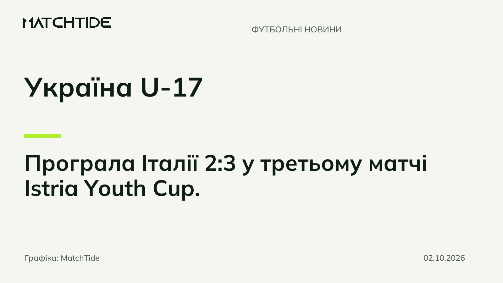 Україна U-17 програла Італії після переваги у два м’ячі